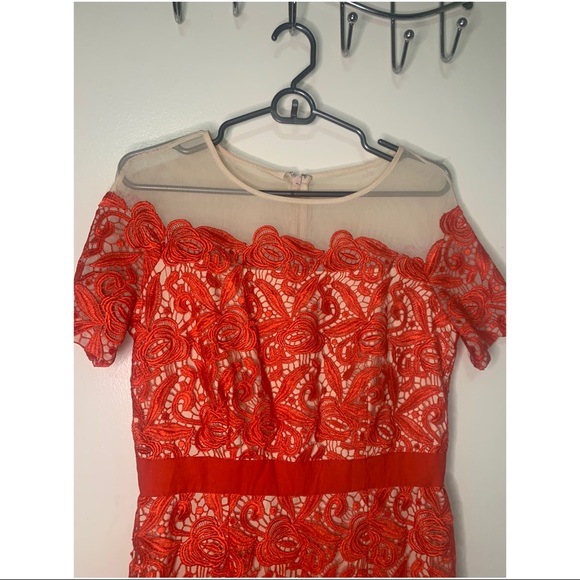 JAX Zinnia illusion lace sheath dress—red - Picture 3 of 6